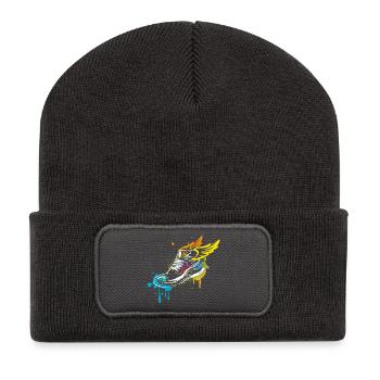 Sneaker graffiti with wings - Recycled Patch Beanie - dark grey - Front