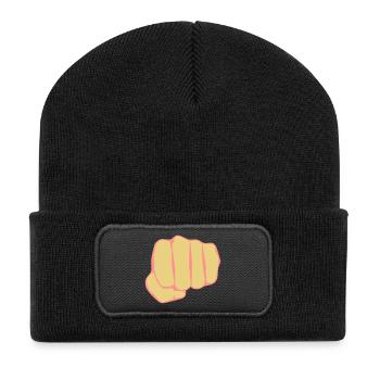 Poing serré Illustration Punch # - Beanie recyclé à patch - noir - Devant