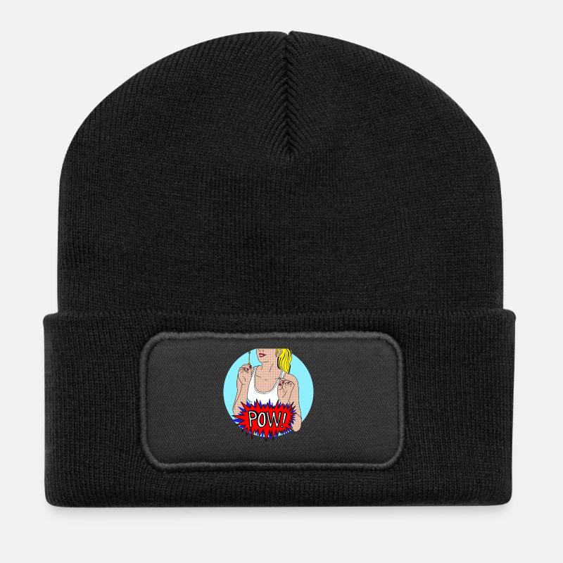 Pow! - Recycelte Patch Beanie - Schwarz
