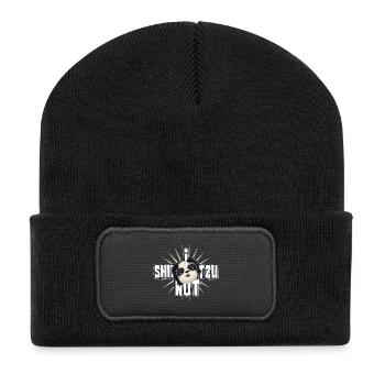 hund pudel tier haustier terrier chihuahua pfote - Recycelte Patch Beanie - Schwarz - Vorne