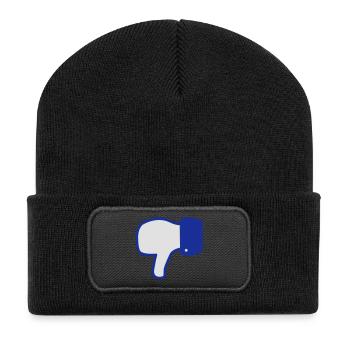 dislike - gefällt mir nicht - don't like - social - Recycelte Patch Beanie - Schwarz - Vorne
