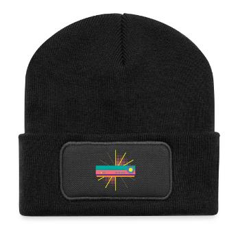 Funny VHS VCR Vintage 90s 80s Shirt Gift - Recycled Patch Beanie - black - Front