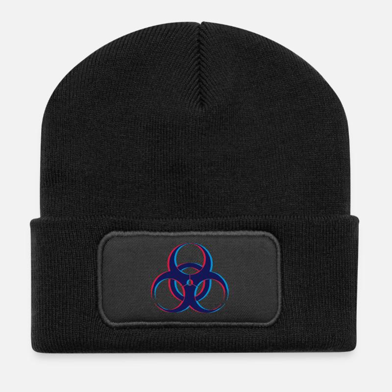 Biohazard 3D - Recycelte Patch Beanie - Schwarz