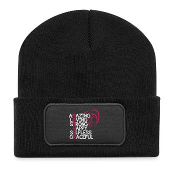 Fête des mères - Beanie recyclé à patch - noir - Devant