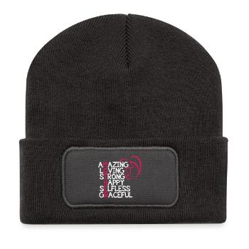 Fête des mères - Beanie recyclé à patch - charbon - Devant