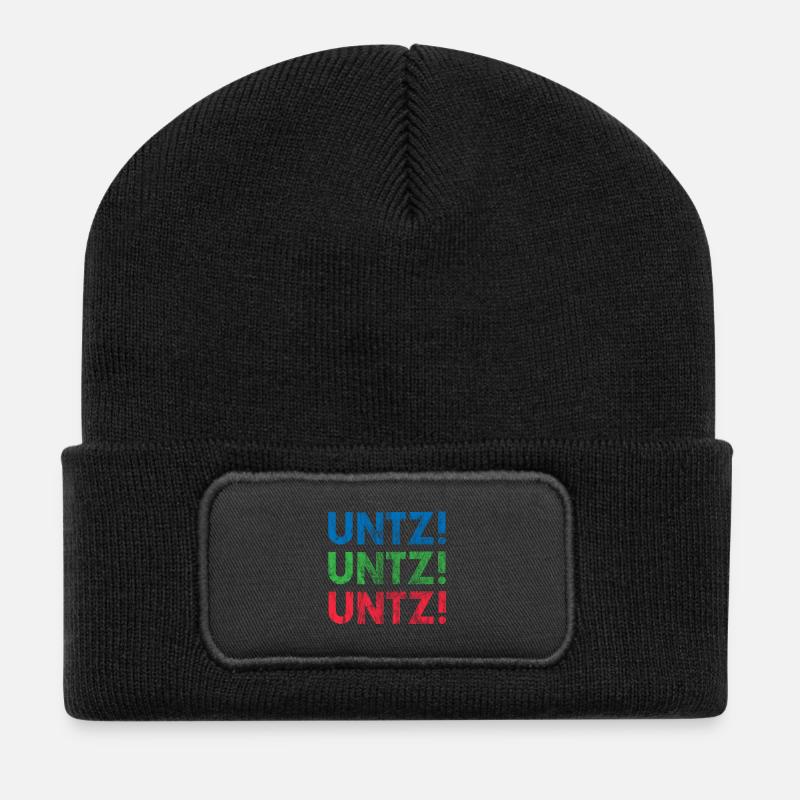 EDM Electronic Dance Music Techno Rave - Recycled Patch Beanie - black