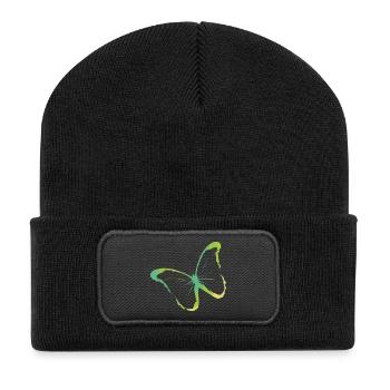 Yellow Green butterfly perfect for summer - Recycled Patch Beanie - black - Front