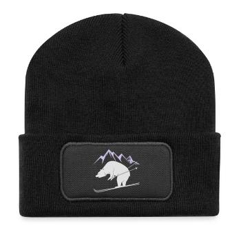 Snowboard Bear - Recycelte Patch Beanie - Schwarz - Vorne