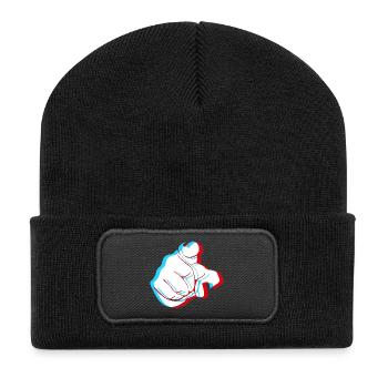 Je vous veux - doigt 3D - Beanie recyclé à patch - noir - Devant