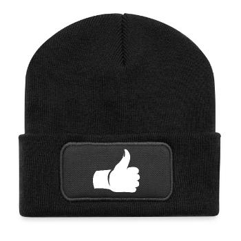Thumbs Up – Like Hand Symbol - Recycled Patch Beanie - black - Front