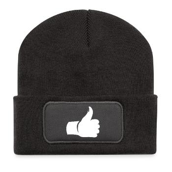 Pouce levé – Symbole de la main - Beanie recyclé à patch - charbon - Devant
