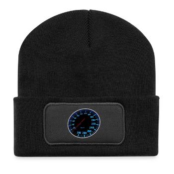 Compteur de vitesse bleu, Tacho - Design - Beanie recyclé à patch - noir - Devant