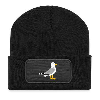 Whimsical Grey Wing Duck Illustration - Recycled Patch Beanie - black - Front