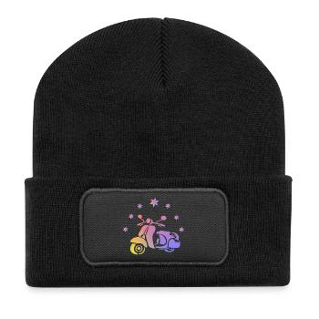 Retro Roller - Recycelte Patch Beanie - Schwarz - Vorne
