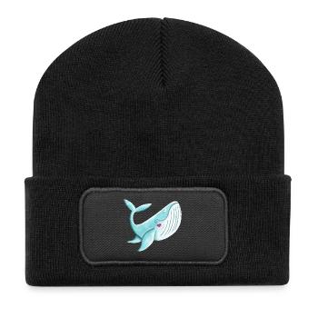 Baleine Avec coeur I baleine à bosse de baleine cadeau de cadeaux bande dessinée - Beanie recyclé à patch - noir - Devant