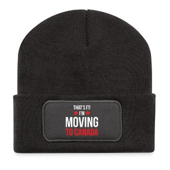 Moving to Canada - Recycled Patch Beanie - dark grey - Front