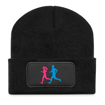 Jogger Paar bunt - Recycelte Patch Beanie - Schwarz - Vorne