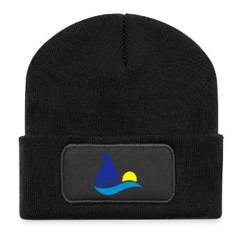 segelboot - Recycelte Patch Beanie - Schwarz - Vorne