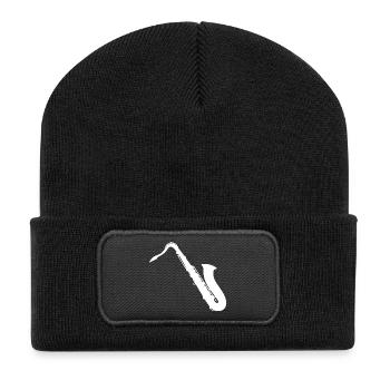 Saxophon - Recycelte Patch Beanie - Schwarz - Vorne