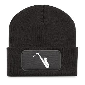 Saxophon - Recycelte Patch Beanie - Dunkelgrau - Vorne