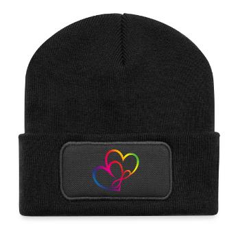 Deux cœurs Arc-en-ciel Infinity Love CSD LGBT - Beanie recyclé à patch - noir - Devant