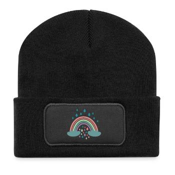 Conception de régenbogen arc-en-ciel heureux - Beanie recyclé à patch - noir - Devant