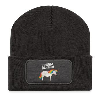 I Sweat Rainbow | Cool Unicorn Retro Vintage Style - Beanie recyclé à patch - charbon - Devant