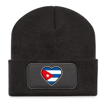 kuba flagge herz - Recycelte Patch Beanie - Dunkelgrau - Vorne