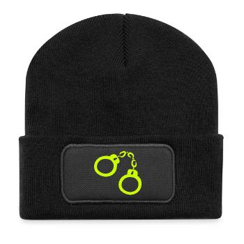 Handschellen Gelb - Recycelte Patch Beanie - Schwarz - Vorne