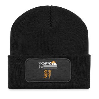 Tokyo Orange - Beanie recyclé à patch - noir - Devant