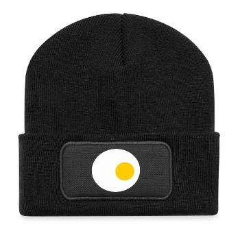 Fried Egg, Egg, Eggs, T-shirt, Apron Costume - Recycled Patch Beanie - black - Front