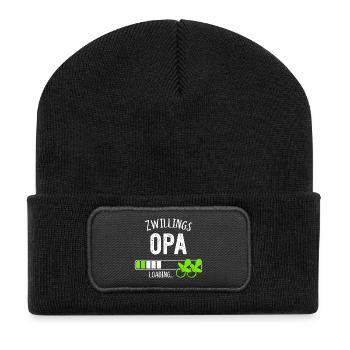 Zwillingsopa Loading Opa Großvater Zwillinge - Recycelte Patch Beanie - Schwarz - Vorne