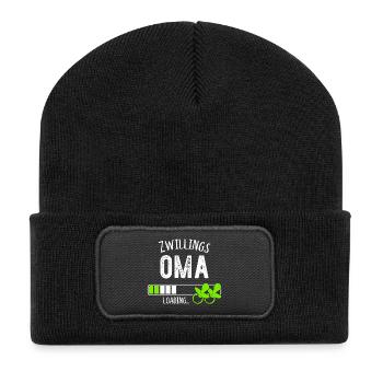 Zwillingsoma Loading Oma Großmutter Zwillinge - Recycelte Patch Beanie - Schwarz - Vorne