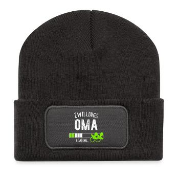 Zwillingsoma Loading Oma Großmutter Zwillinge - Recycelte Patch Beanie - Dunkelgrau - Vorne