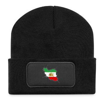 Iran Flag Lion and Sun - شیر خورشید - Recycled Patch Beanie - black - Front