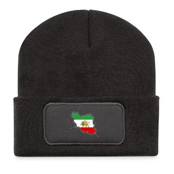 Iran Flag Lion and Sun - شیر خورشید - Recycled Patch Beanie - dark grey - Front