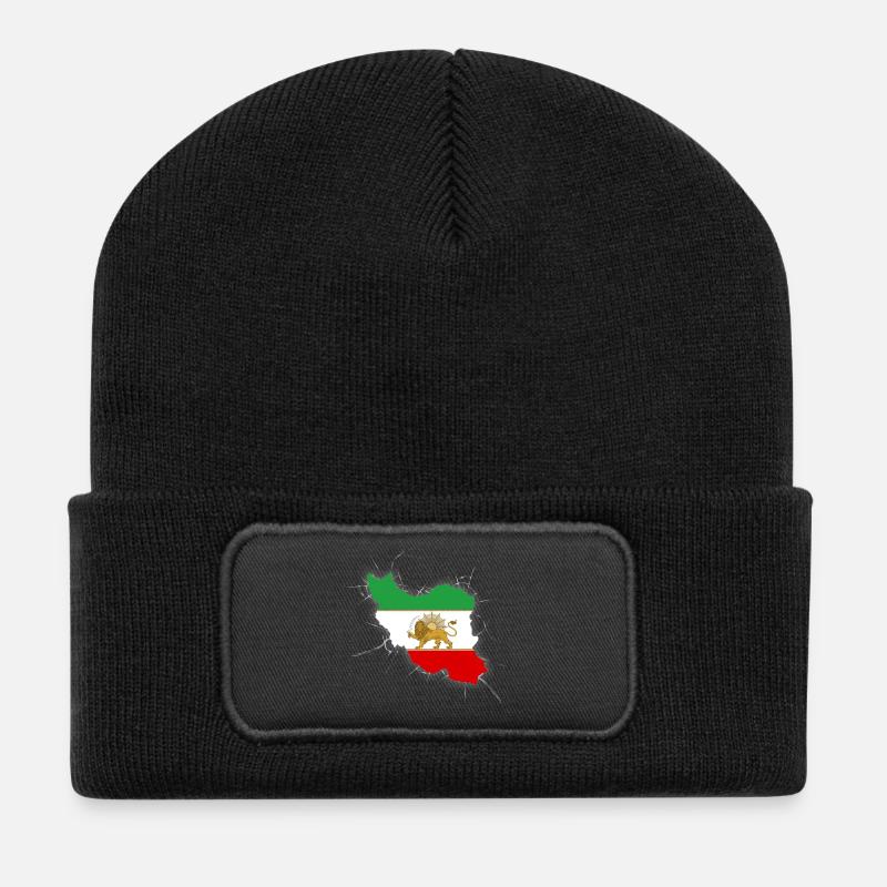 Iran Flagge Löwe und Sonne - شیر خورشید - Recycelte Patch Beanie - Schwarz