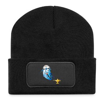 golden oriental magic lamp & genie in a bottle - Recycled Patch Beanie - black - Front