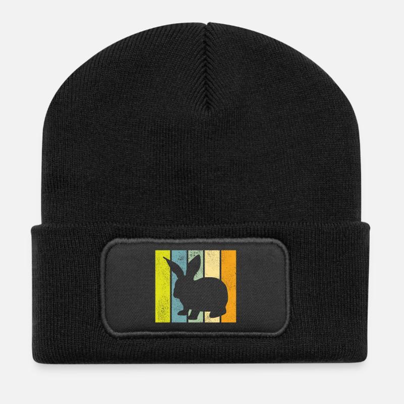 Lapin lapin rétro lapin de Pâques cadeau - Beanie recyclé à patch - noir