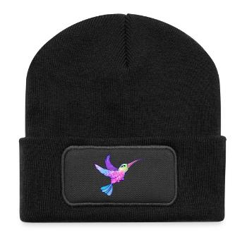 Colibri oiseau mignon animaux - Beanie recyclé à patch - noir - Devant