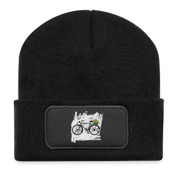 bicycle flowers cyclist - Recycled Patch Beanie - black - Front