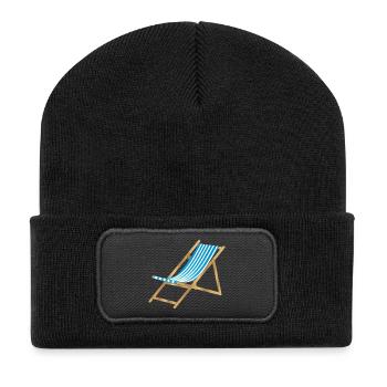chaise longue marine rayée bleu blanc - Beanie recyclé à patch - noir - Devant