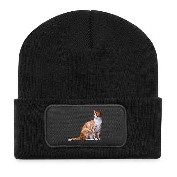 Katze Katzen Katze Cat Cats - Recycelte Patch Beanie - Schwarz - Vorne