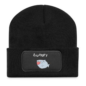 haifisch hungry - Recycelte Patch Beanie - Schwarz - Vorne