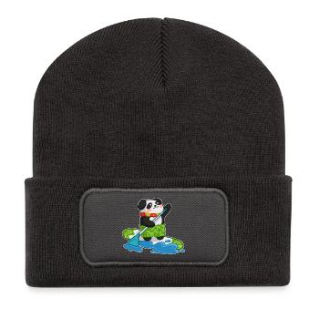 Stand Up Paddling Stand up Paddler Panda - Recycled Patch Beanie - dark grey - Front