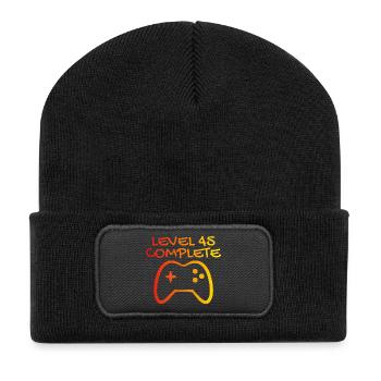 45th Birthday Level 45 Complete - Recycled Patch Beanie - black - Front