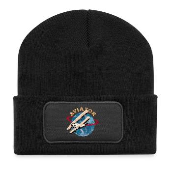 Pilote d'avion - Beanie recyclé à patch - noir - Devant