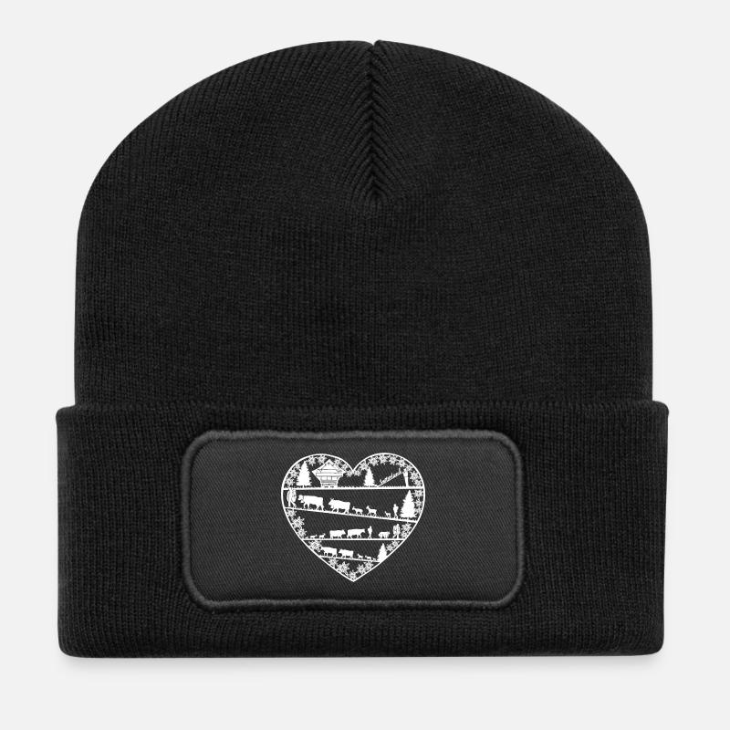 Cœur avec ascenseur alpin blanc - Beanie recyclé à patch - noir
