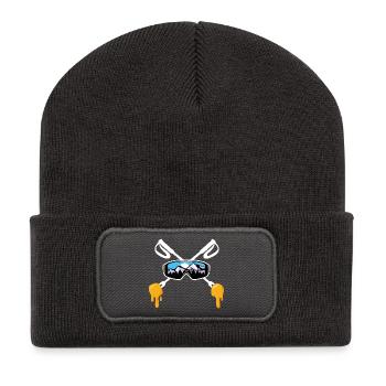 Ski- und Savoyer Fondue Mountain Skier Geschenk - Recycelte Patch Beanie - Dunkelgrau - Vorne