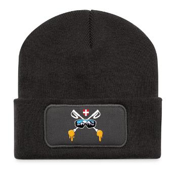 Savoie Ski et fondue savoyarde Cadeau Haute Savoie - Beanie recyclé à patch - charbon - Devant